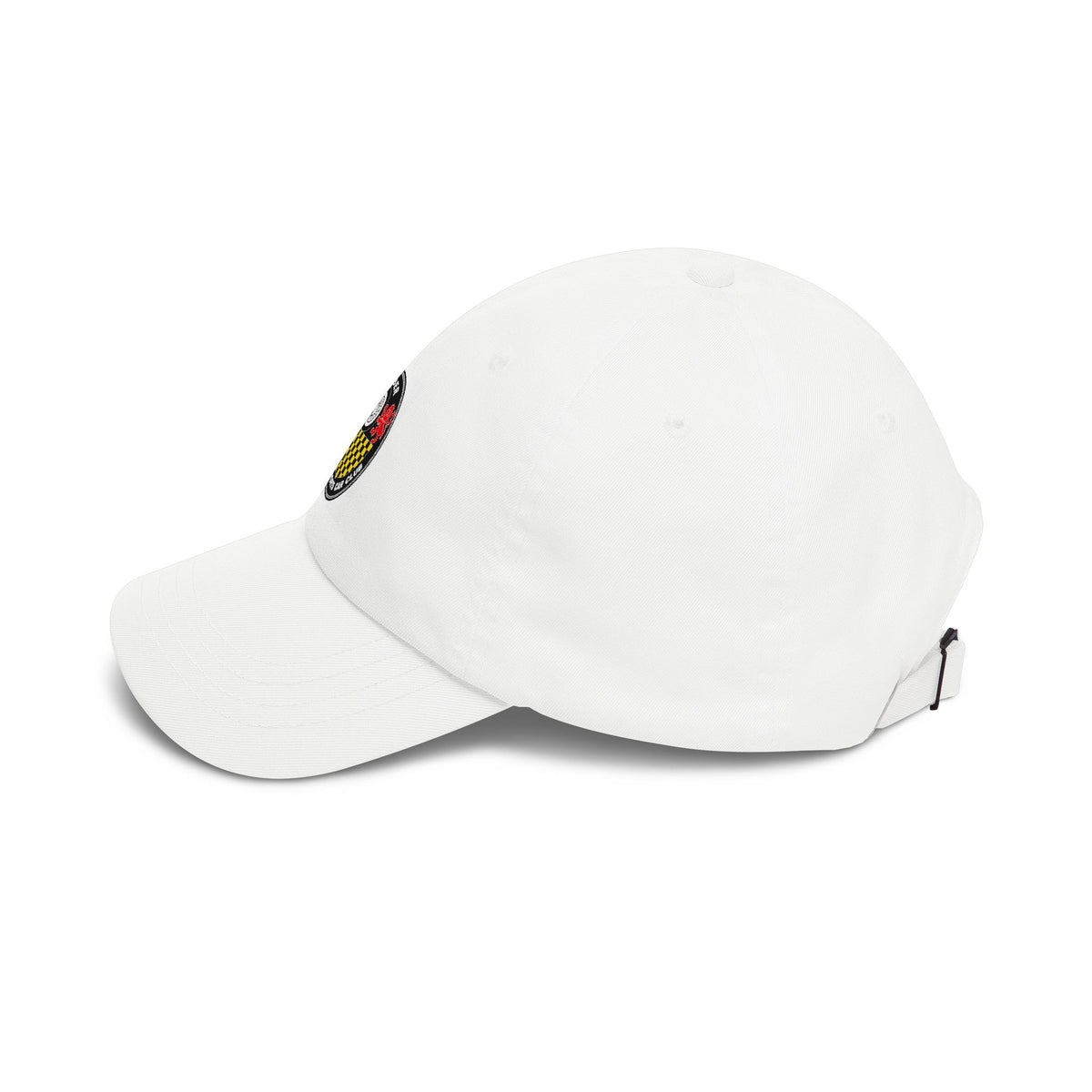 Racing Club Dad Cap — Vintage Checkered Crest Embroidered Baseball Hat