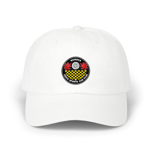Racing Club Dad Cap — Vintage Checkered Crest Embroidered Baseball Hat